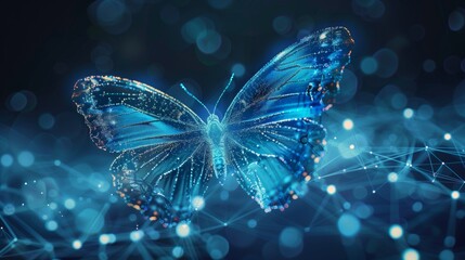 Network-Driven Blue Butterfly Symbolizing Emerging Technologies Digital Innovation Connectivity And The Ongoing Transformation Era