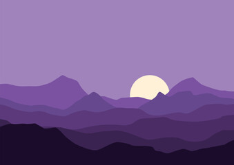 Obraz premium illustrations of natural mountain landscapes when the sun sets or rises for background.