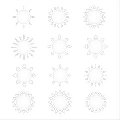 Sun line collection icon vector