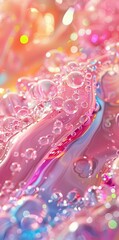 Colorful abstract glassy texture with bubbles in pink and purple tones