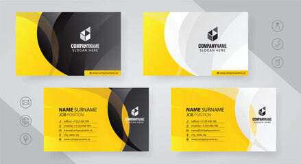 Set of yellow and black Modern Corporate Business Card Design Templates, vector eps 10