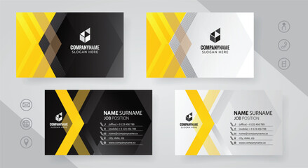 Set of yellow and black Modern Corporate Business Card Design Templates, vector eps 10