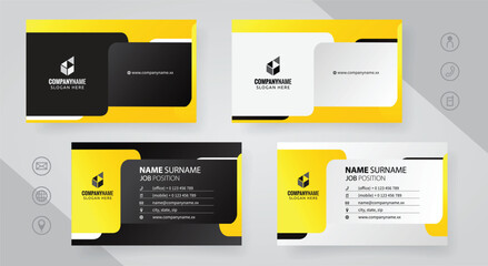 Set of yellow and black Modern Corporate Business Card Design Templates, vector eps 10
