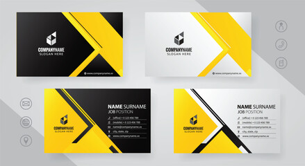 Set of yellow and black Modern Corporate Business Card Design Templates, vector eps 10