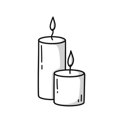 candles, hand drawn in doodle style