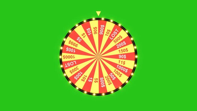 Lucky Wheel Spinning Animation with 999$ price, Lucky Wheel Spinning Animation with the Green Screen
