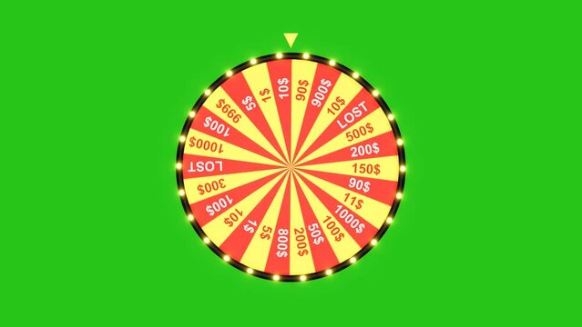 Lucky Wheel Spinning Animation with 100$ price, Lucky Wheel Spinning Animation with the Green Screen