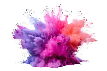color powder explosion isolated on white transparent png background