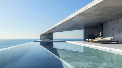 Fototapeta premium Modern pool with geometric shapes and minimalist design, clean and sleek, architectural beauty, Pool party concept, No people