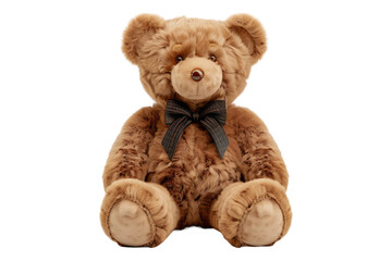 Fototapeta premium Brown teddy bear with bow tie isolated on transparent background