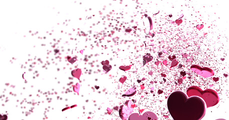 realistic isolated heart confetti on the transparent background for decoration and covering. Concept of Happy Valentine's Day,