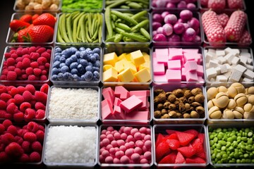 Colorful Food Display in a Grid