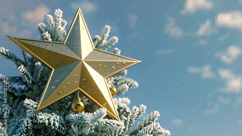 Poster a geometric star tree topper adding a bold statement to the top of the tree.