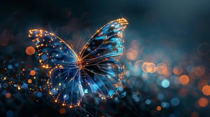 Digital Transformation Concept Butterfly with Gradient Background