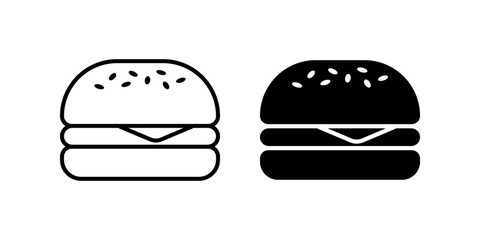 Burger icon set. cheese burger Symbol. hamburger sign. for mobile concept and web design. vector illustration on white background