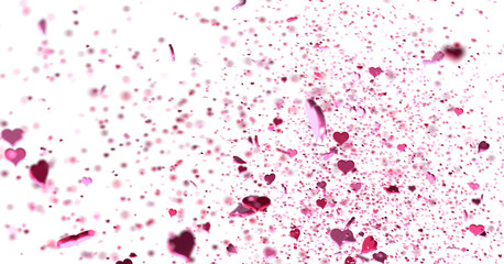 realistic isolated heart confetti on the transparent background for decoration and covering. Concept of Happy Valentine's Day,