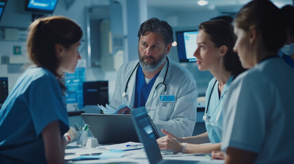 Fototapeta premium Doctors Having a Discussion in Hospital, Hospital Staff
