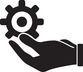 Hand Holding Gear Silhouette