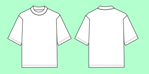 Menswear drop shoulder short sleeve crew neck tee Fashion Flat Sketch