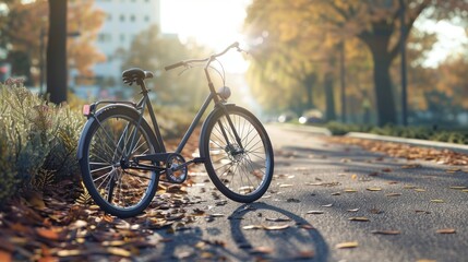 Fototapeta premium A Bicycle Parked on a Fall Day