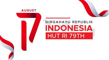 Obraz premium 17 August independence. Design template for celebrating the 79th independence day of the Republic of Indonesia, August 17. Independence celebration concept with red and white colors. Proclamation day
