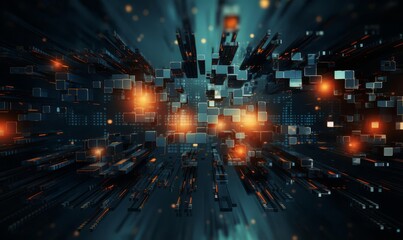 abstract digital with pixel deconstruction flat design top view futuristic theme animation viv