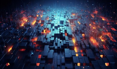 abstract digital with pixel deconstruction flat design top view futuristic theme animation viv