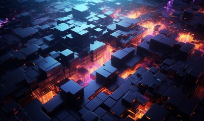abstract digital with pixel deconstruction flat design top view futuristic theme animation viv