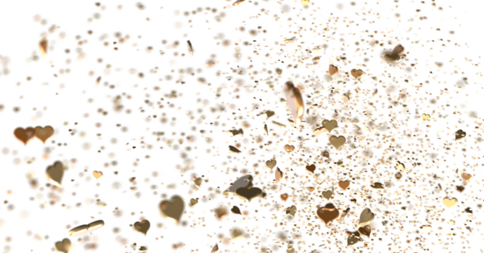 Falling red and pink hearts isolated on transparent background. Valentine’s day design.