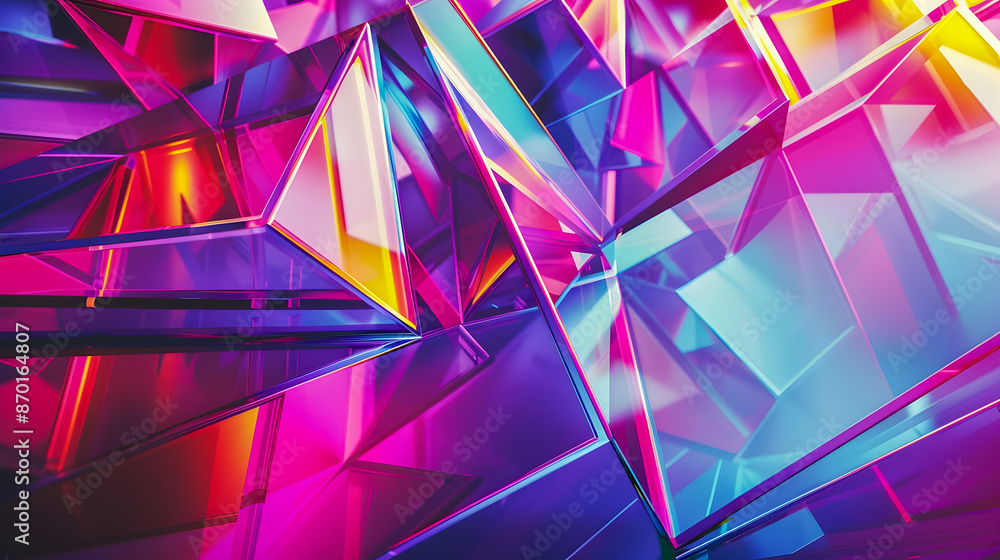Poster mesmerizing neon abstract background with vibrant geometric shapes hypnotic color blocked patterns i