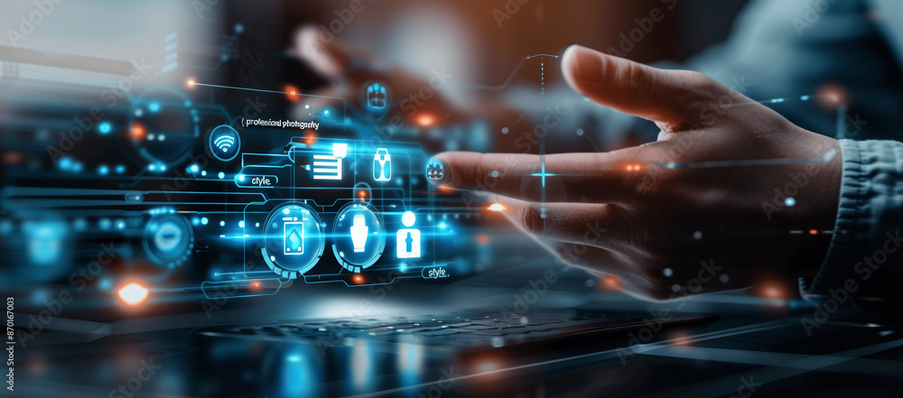 Poster ai virtual chatbot businessman providing customer support and service with digital technology and gl