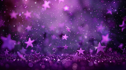 purple stars falling on dark purple background with bokeh lights impressionist painting
