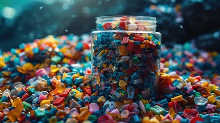 Obraz premium Plastic Awareness Campaign: Close-Up of Microplastics