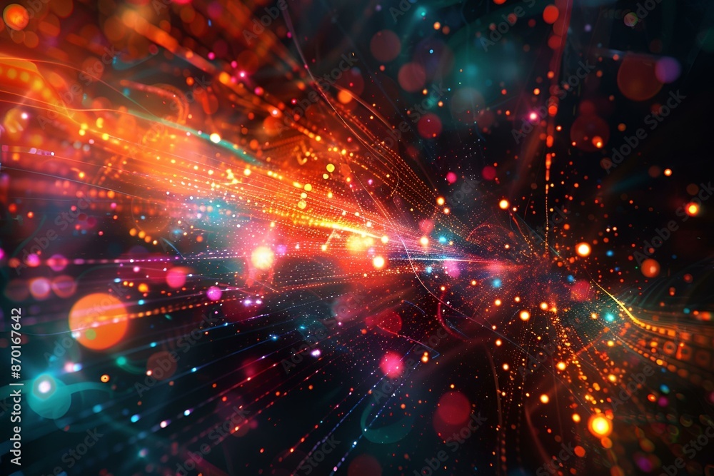 Poster colorful abstract background with bright lights and sparkles, perfect for adding a touch of magic to