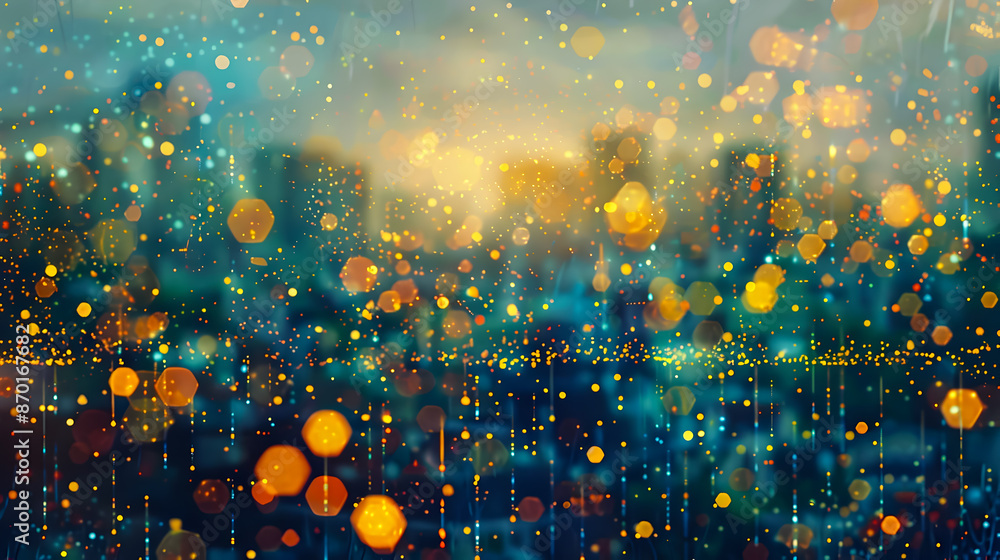 Poster a mesmerizing abstract background with a captivating constellation of shimmering golden twinkles gli