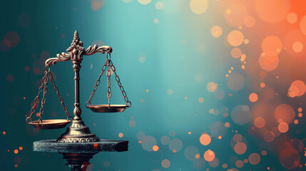 Modern Abstract Law Firm Background with Justice Scales for Website Banner