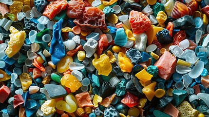 Environmental Hazard: Close-Up of Microplastics Pile