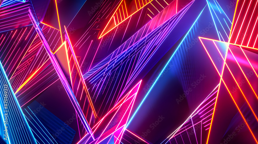Aufkleber stunning minimalist neon lines creating a dynamic ultra modern geometric abstraction with vibrant fl