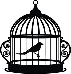 Bird cage silhouette vector illustration design