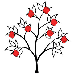 Lovely Coloring Pages of Apple Trees in Vector Format