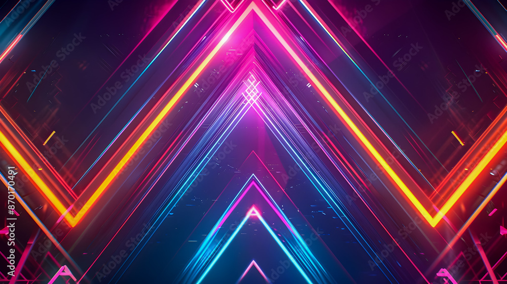 Poster mesmerizing neon lines and angular shapes create a luxurious minimalist geometric backdrop with a vi