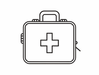 Obraz premium One-Line First Aid Kit: Simplified Symbol of Emergency Preparedness and Healing