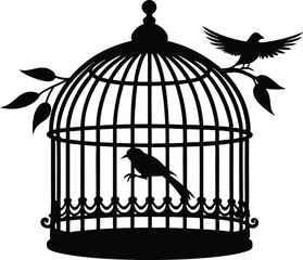 Bird cage silhouette vector illustration design