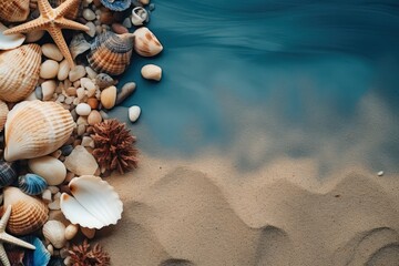 Fototapeta premium Seashells and Sand Beach Summer