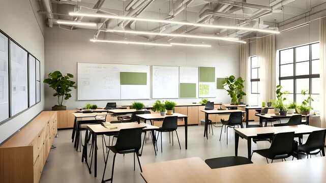 Welcome back to a classroom full of beauty and knowledge! Let's start the day with renewed vigor,  Seamless looping 4k time-lapse animation video background
