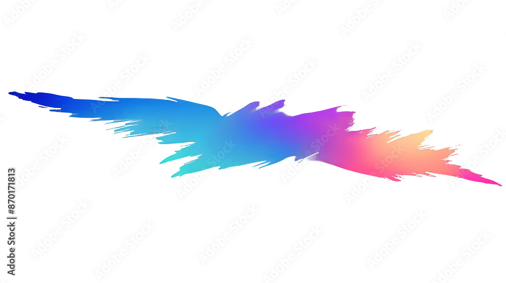 Poster color gradient brush strokes isolated on transparent background