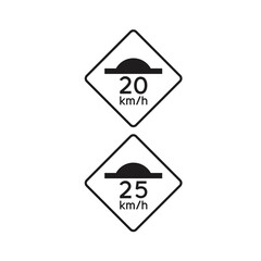 speed bump symbol, road sign, vector art.