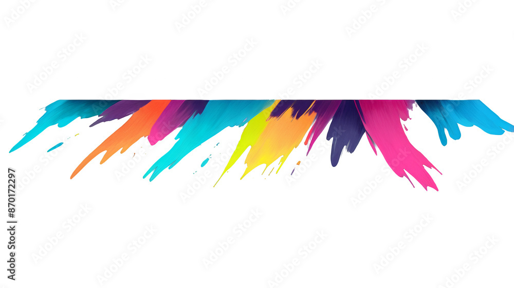 Poster color gradient brush strokes isolated on transparent background