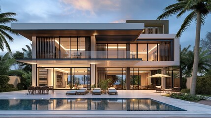 Fototapeta premium A Modern Pool Villa.