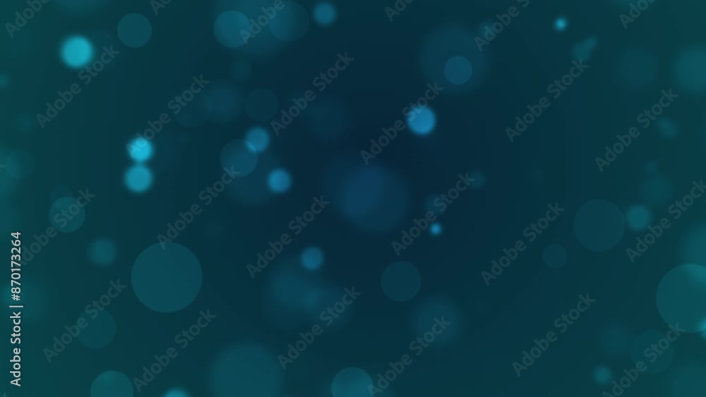 Poster Blue, bokeh and background with abstract, animation and particles for graphic design or social media. Illustration, pattern and texture for wallpaper, backdrop and Christmas event or party banner